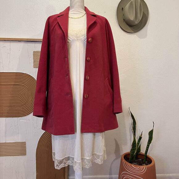 Pendleton Pink 100% Lambswool Long Button Front Peacoat Winter Coat - Picture 15 of 15